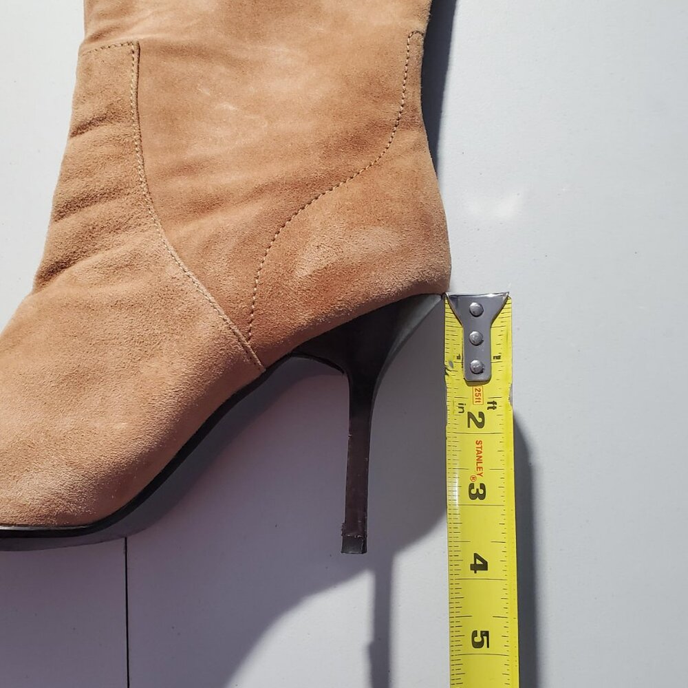 Calvin Klein Heloise Camel Kid Suede Heeled Boots Sz 8.5M - shipping incl - Picture 11 of 16